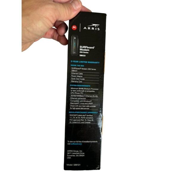 Motorola Arris SURFboard SB6121 Cable Modem 200 Series DOCSIS 3.0 172Mbps w/ Box - Picture 7 of 8